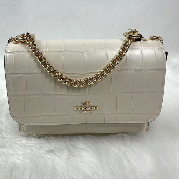 Coach Klare Crossbody Bag Crocodile-embossed Leather CC840 Gold/Chalk NWT - Picture 2 of 11